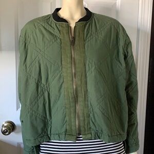 𝅺EUC Free People Quilted Aviator Bomber Jacket Army Green Size S